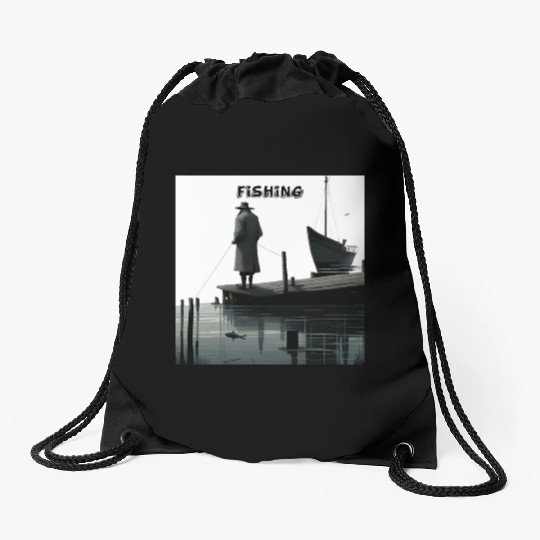 My retirement plan: fishing until the end of my da Drawstring Bags