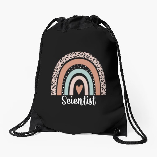 Scientist Rainbow Leopard Funny Scientist Drawstring Bags
