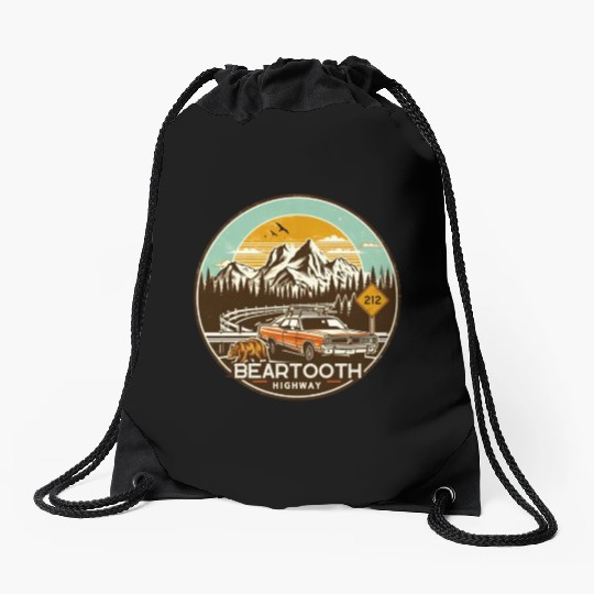 Beartooth Highway US 212 Drawstring Bags