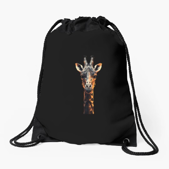 Geometric Style Giraffe Drawstring Bags