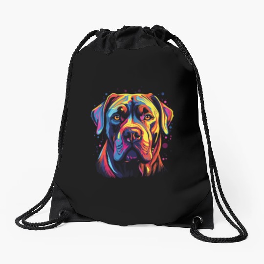 Watercolor Colorful Cane Corso Drawstring Bags