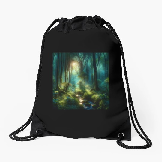 Twilight Enchantment A Mystical Forest Scene Drawstring Bags
