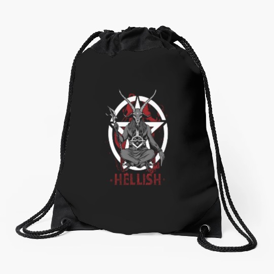 Hellish Satan Baphomet Drawstring Bags