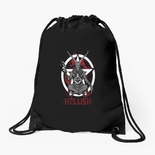 Hellish Satan Baphomet Drawstring Bags