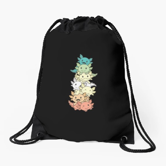 Genderfloren Flag Pride Lgbtq Axolotl Pile Drawstring Bags