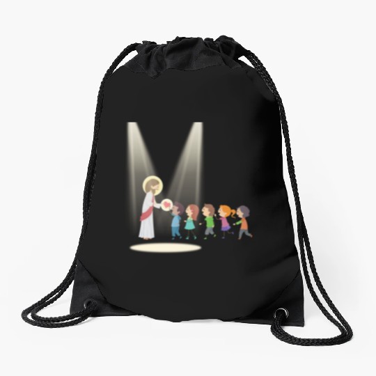 sacred heart of jesus Drawstring Bags