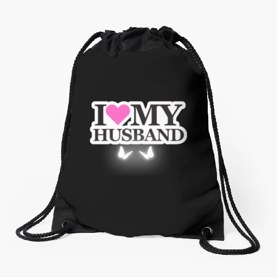 I love my husband Drawstring Bags