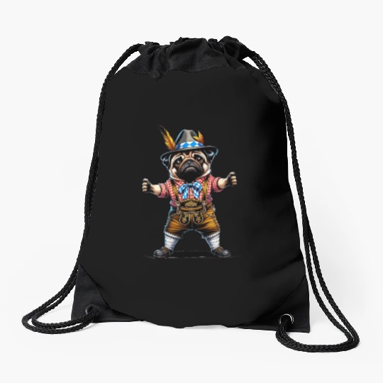Pug dog Bayern Drawstring Bags