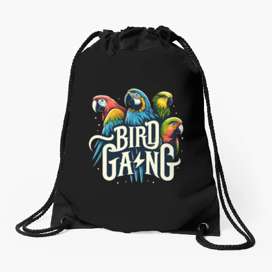 Bird Gang Parrot Funny Birder Flock Owner Macaw Drawstring Bags