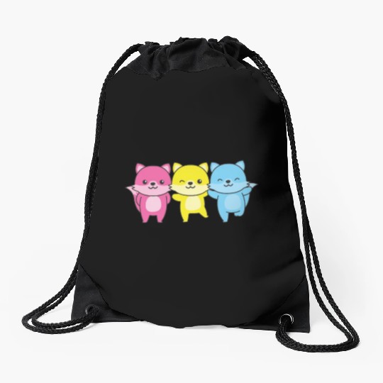 Pansexual Flag Pride Lgbtq Cute Fox Drawstring Bags