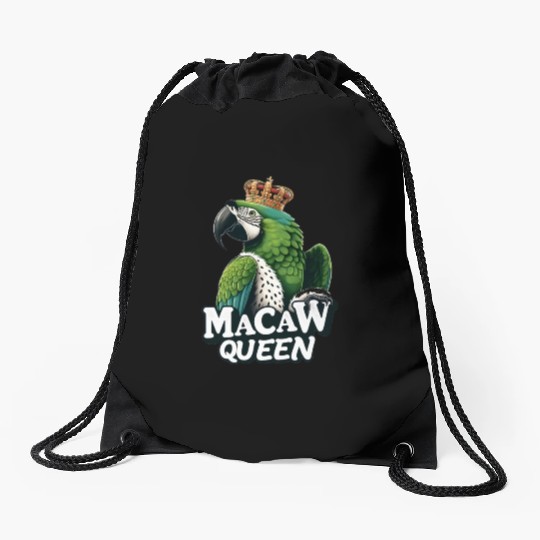Green Macaw Ornithologist Macaw Queen Drawstring Bags