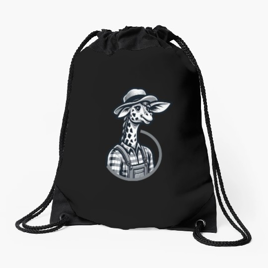 Cute Giraffe Farmer Drawstring Bags
