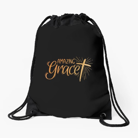 Amazing Grace Lettering Drawstring Bags
