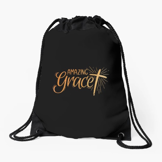 Amazing Grace Lettering Drawstring Bags