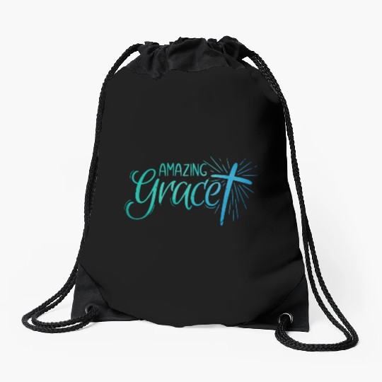 Amazing Grace Lettering Drawstring Bags