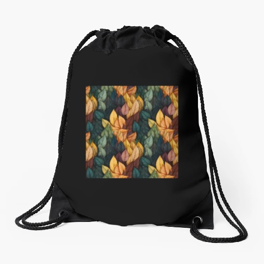 Colorful Fall Leaves Pattern Drawstring Bags