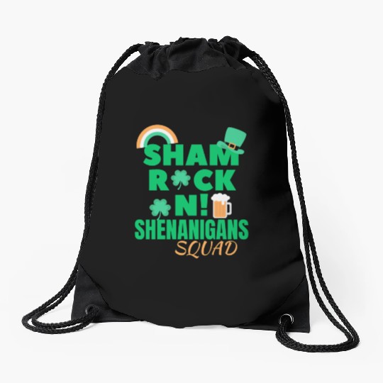 shamrockin shenanigans drinking st Patrick's day Drawstring Bags