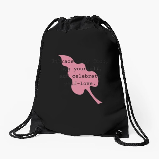 Self-Love Affirmation Leaf Design Drawstring Bags