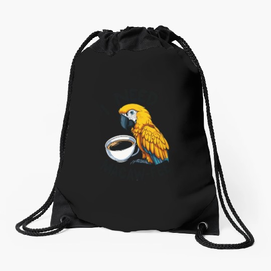 Gold Macaw Macaw-Fee Coffee Lover Drawstring Bags