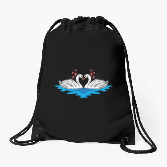 Couple Heart Swan Husband and Wife Gift Drawstring Bags