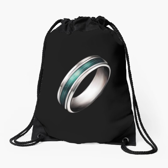 Silver Ring With Green Inlay Jewelry Drawstring Bags