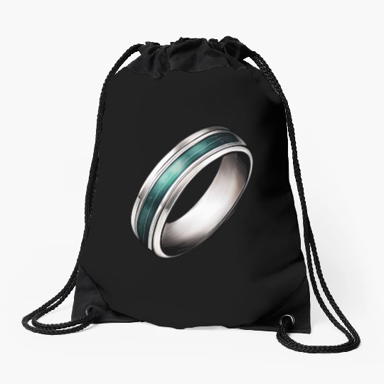 Silver Ring With Green Inlay Jewelry Drawstring Bags