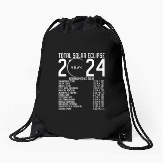 North America Tour 2024 Totality Solar Eclipse Drawstring Bags