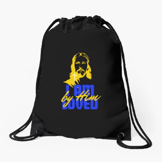 Loved by Him Drawstring Bags