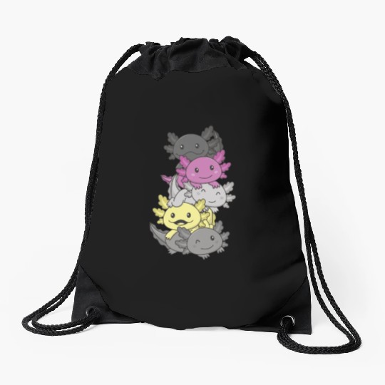 Perigirl Flag Pride Lgbtq Cute Axolotl Pile Drawstring Bags