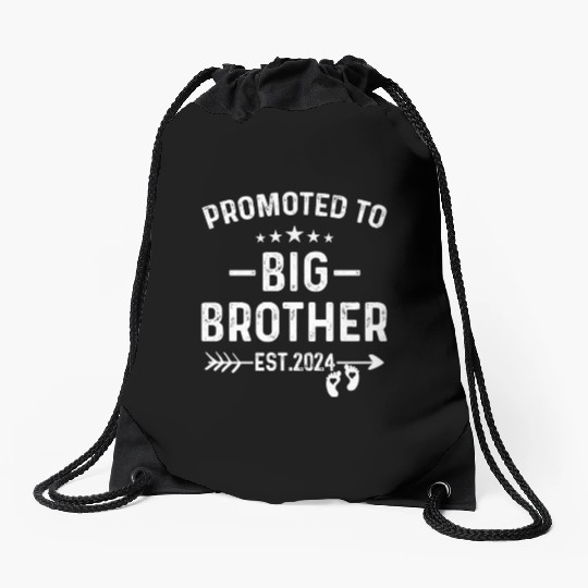 Promoted to Big Brother Est 2024 Bro Est 2024 Drawstring Bags