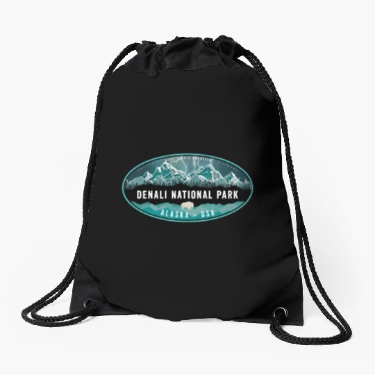 Denali National Park Alaska Hiking Camg Drawstring Bags