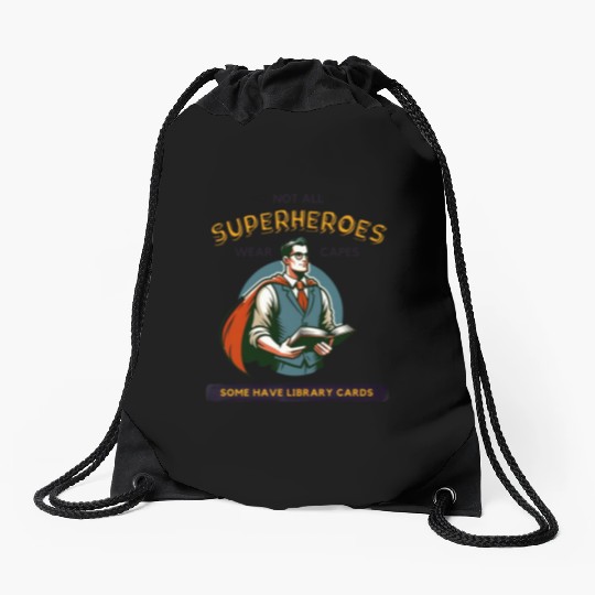 Superhero Librarian - Library Card Drawstring Bags
