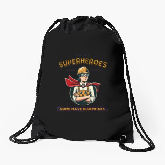 Female Engineer Superhero Drawstring Bags