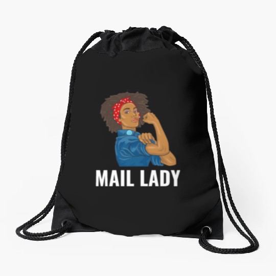African American Postal Worker Mail Lady Funny Drawstring Bags