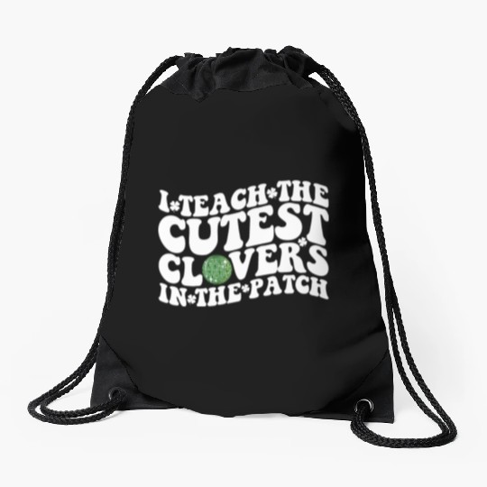 I Teach The Cutest Clovers In The Patch Disco Ball Drawstring Bags