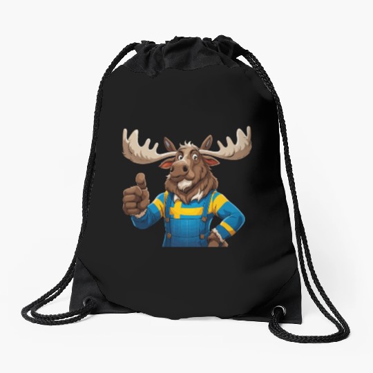 Swedish elk Drawstring Bags