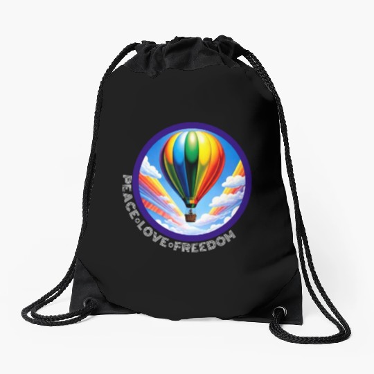 Peace Love Freedom Ballon Drawstring Bags