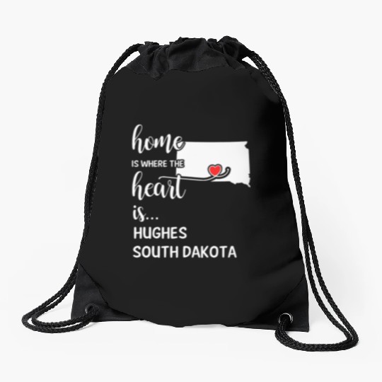 Hughes County South Dakota Is Where My Heart Is Drawstring Bags