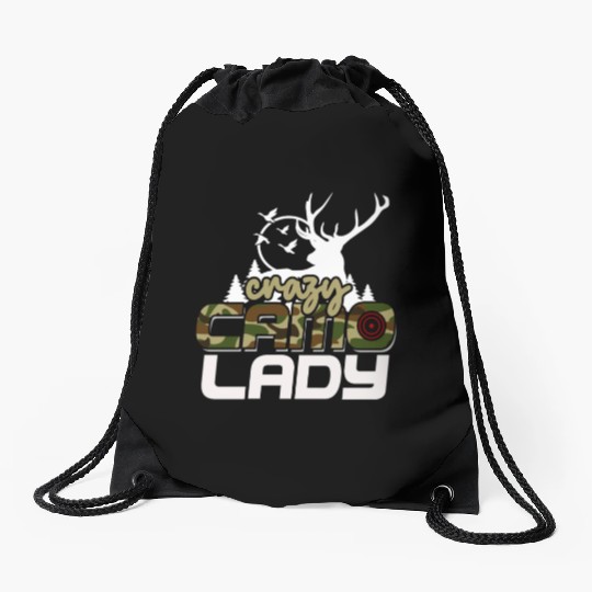 Crazy Camo Lady Women's Deer Hunting Season Camo Drawstring Bags