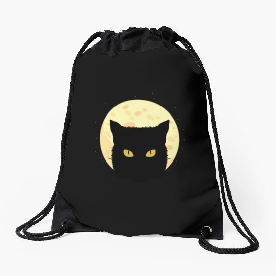 Cat Full Moon Cat Owner Gift Drawstring Bags