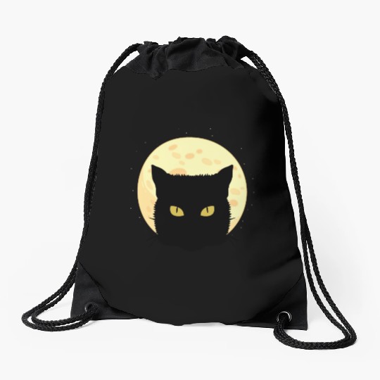 Cat Full Moon Cat Owner Gift Drawstring Bags