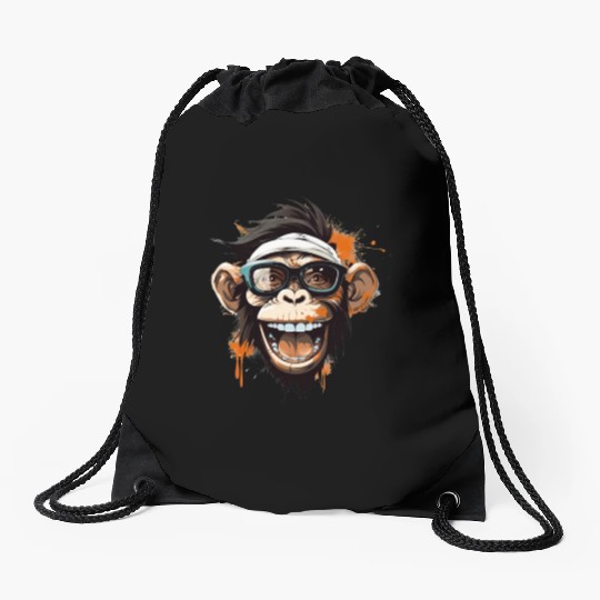 Street Art Monkey Urban Rap Street Monkey Drawstring Bags