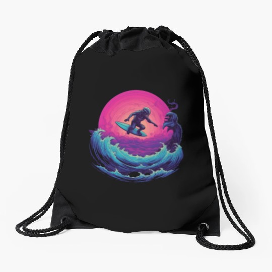 Dangerous Planet Surfing, Alien Creature Encounter Drawstring Bags