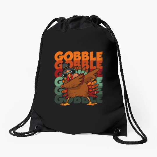 Dabbing Turkey Drawstring Bags Thanksgiving Gobble