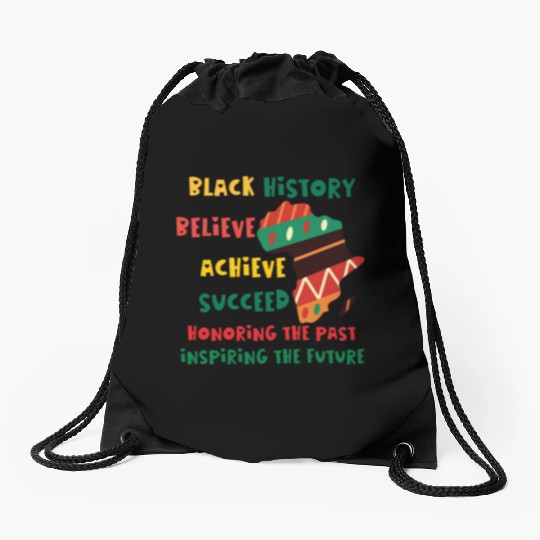 Honoring Past Inspiring Future Black History Month Drawstring Bags