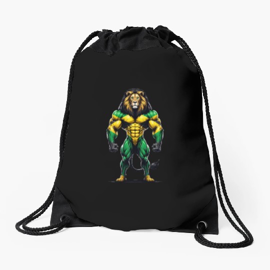 Jamaica lion reggae music Drawstring Bags
