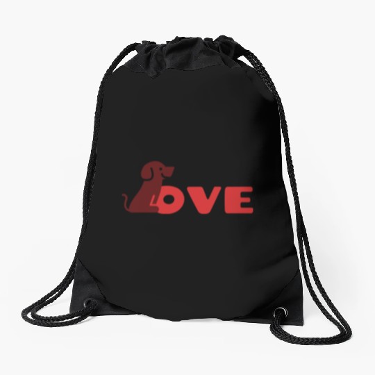 My Dog is My Valentine Drawstring Bags
