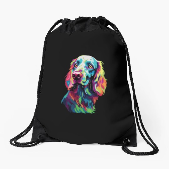 Watercolor Colorful English Setter Drawstring Bags