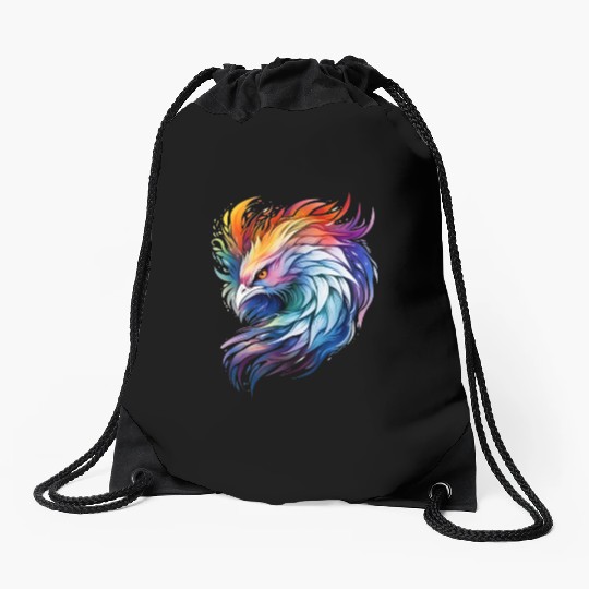 Cool Colorful Watercolor Phoenix Drawstring Bags
