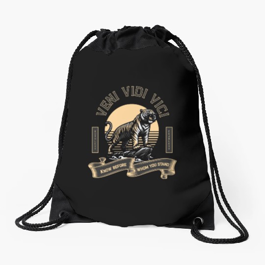 Veni Vidi Vici Wild Tiger Drawstring Bags